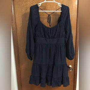 Altar’d State Navy Blue Long Sleeve Dress with tie back. Size L
